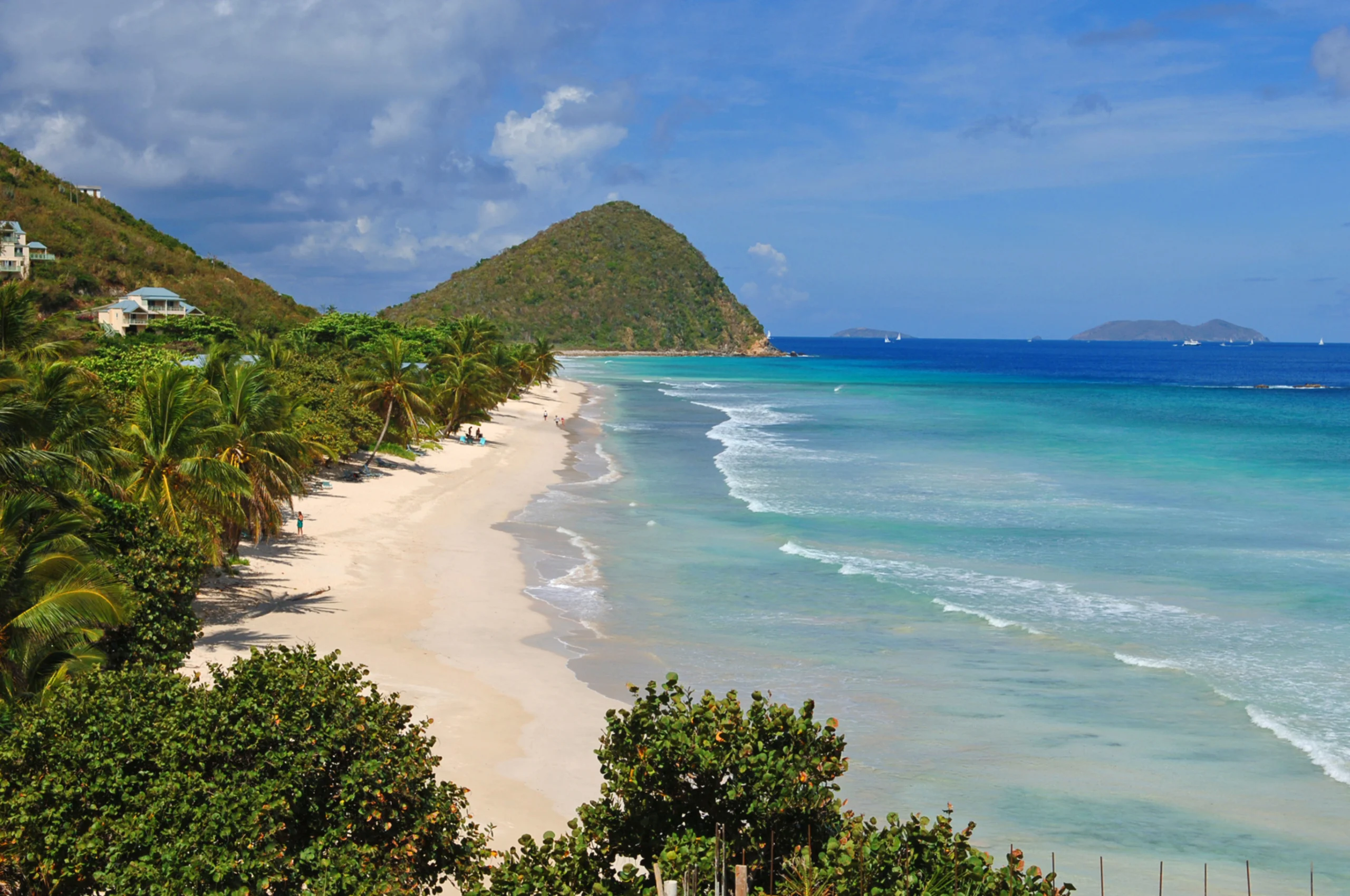 Tortola Beach Scene. A panorama view of a beautiful tropical beach in Tortola.