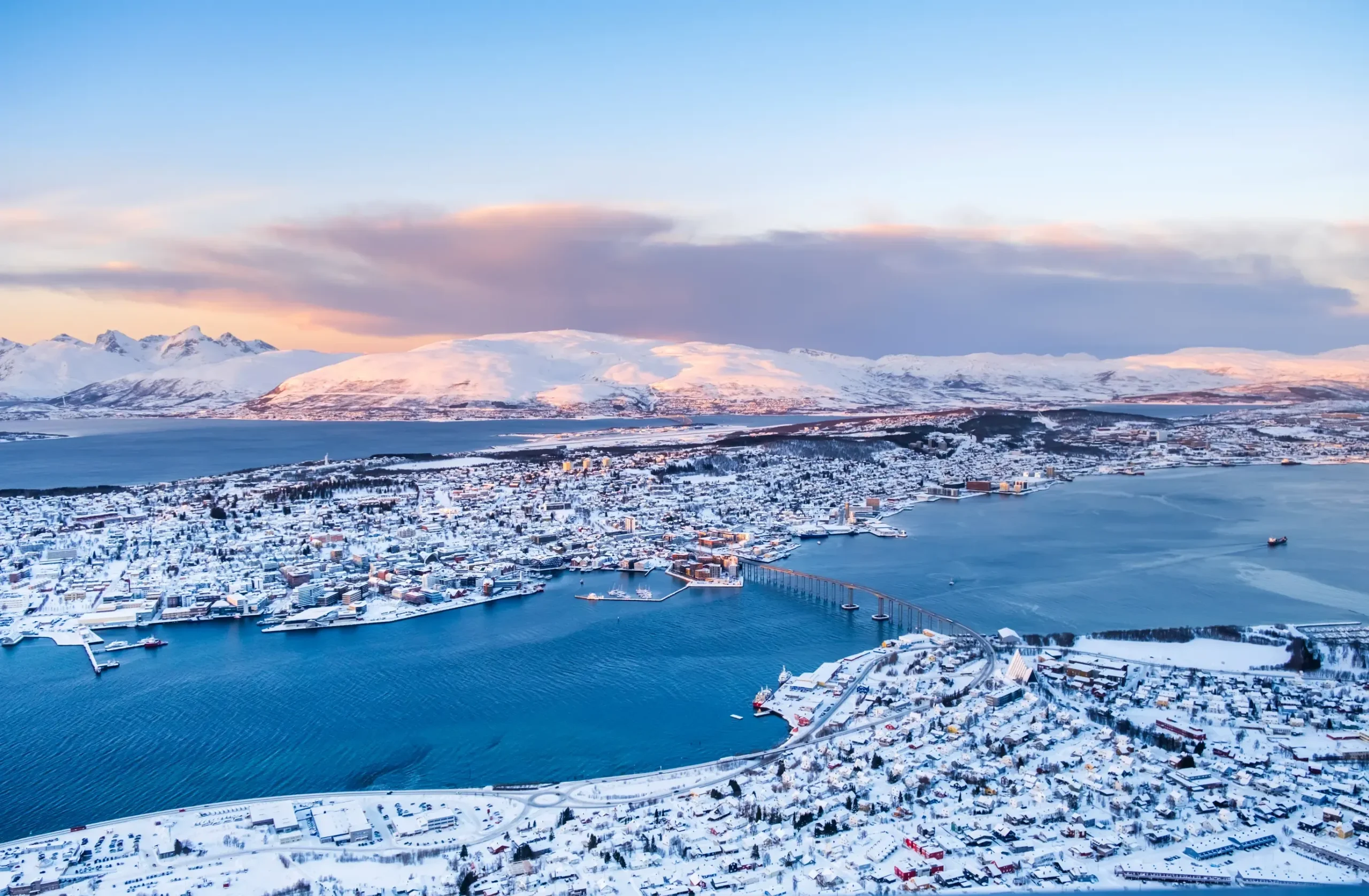 aerial-view-of-tromso-norway-at-sunset